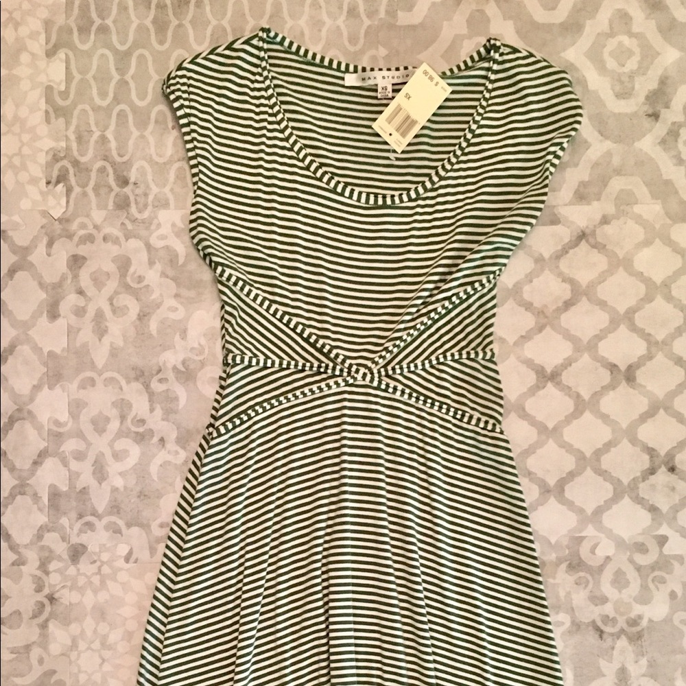 NWT Max Studio Green & White Stripe Dress XS